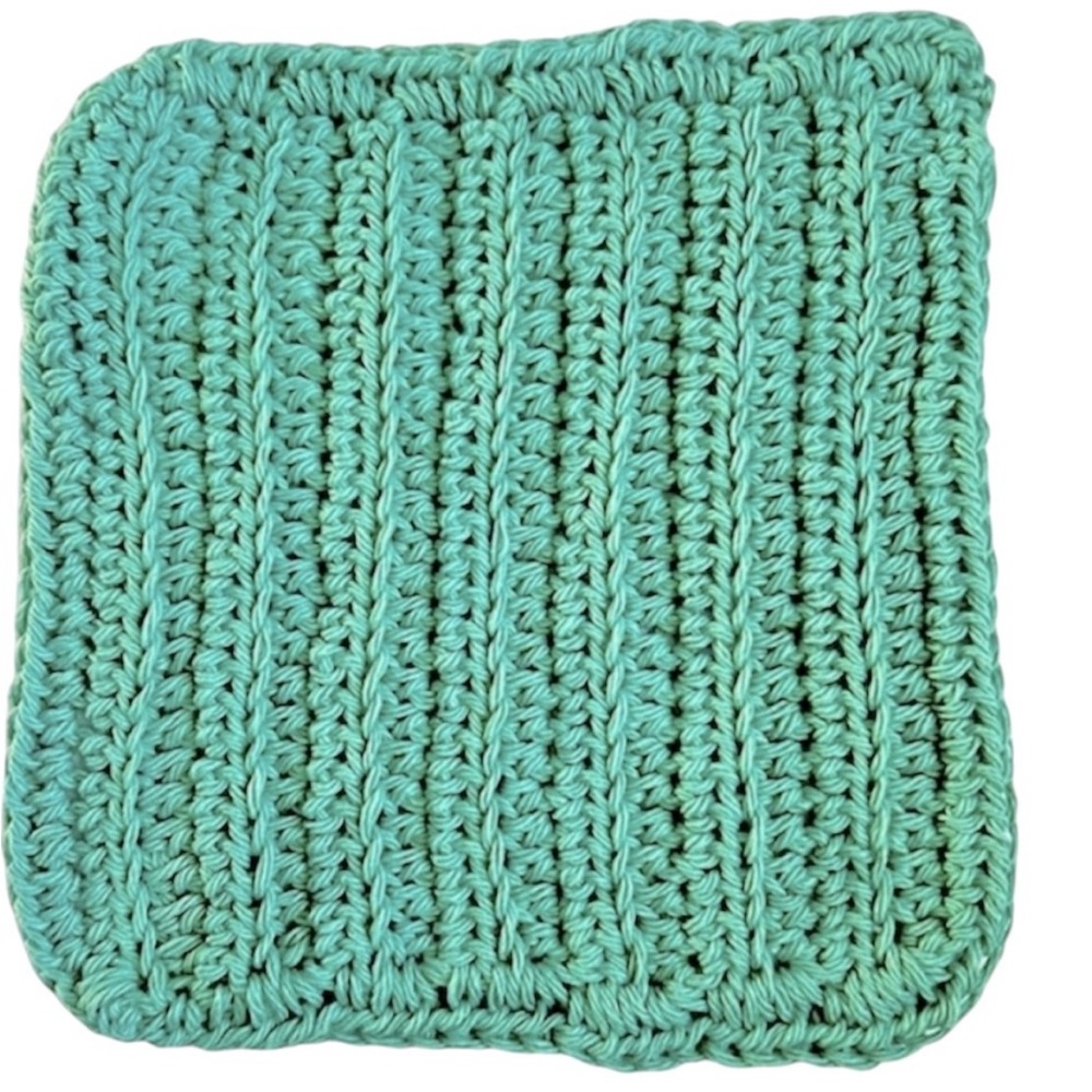 Hand Crafted Jade Green Dish Cloths Crocheted Cotton Colorful Wash Cloths - Picture 6 of 6